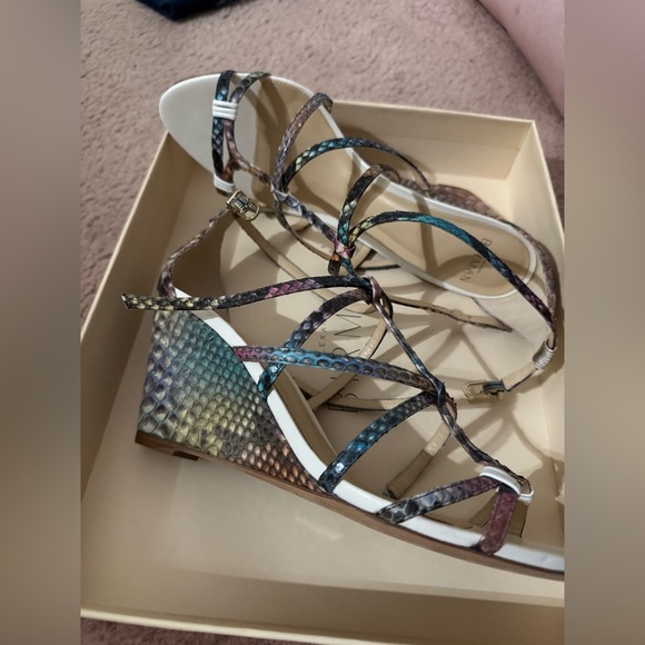 Alexandre Birman Colorful Python Strappy Wedge Sandals - Picture 12 of 13